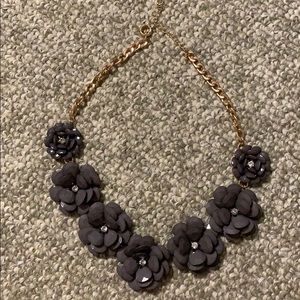 Gray flower statement necklace